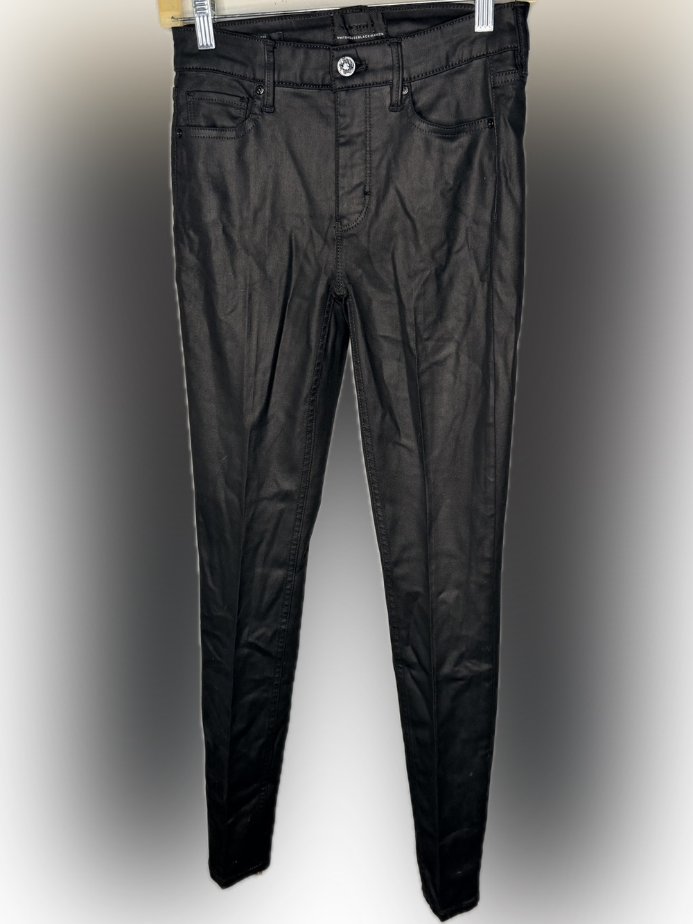 White House Black Market Black High Rise Skinny Waxed Jeans